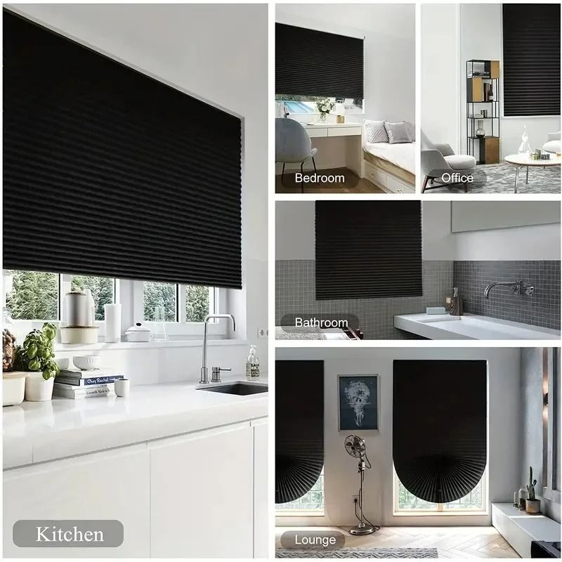 Self Adhesive Pleated Blackout Window Shade Non Woven Curtain for Home and Office