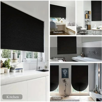 Self Adhesive Pleated Blackout Window Shade Non Woven Curtain for Home and Office