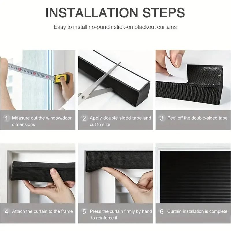 Self Adhesive Pleated Blackout Window Shade Non Woven Curtain for Home and Office