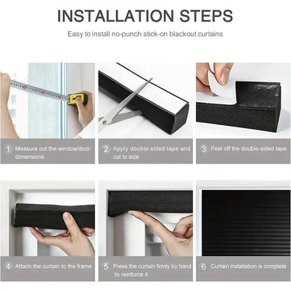 Self Adhesive Pleated Blackout Window Shade Non Woven Curtain for Home and Office