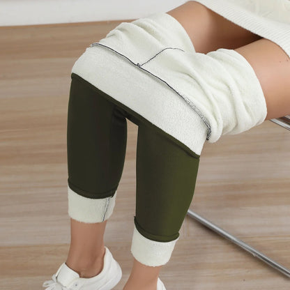 Winter Warm Fleece Leggings Velvet Thick High Waist Elastic Tights for Women