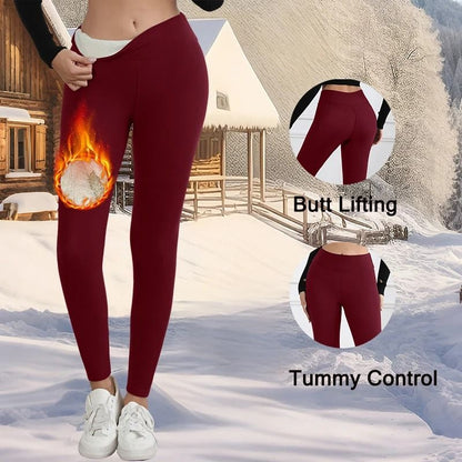 Winter Warm Fleece Leggings Velvet Thick High Waist Elastic Tights for Women