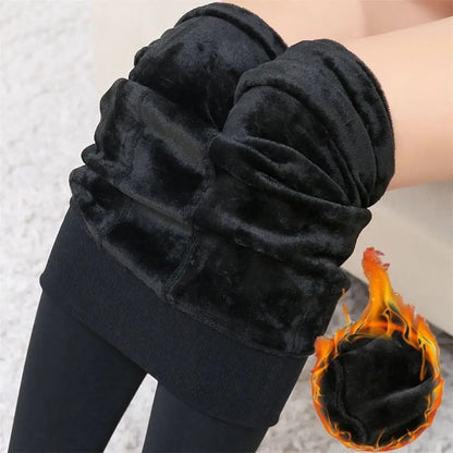 Women Thermal Velvet Pantyhose Thick Warm Fleece Lined Slim Leggings