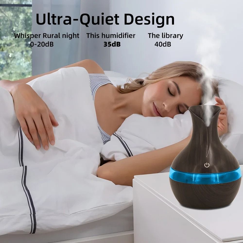 300 ml Aromatherapy Humidifier Cool Mist Diffuser Wood Grain Design