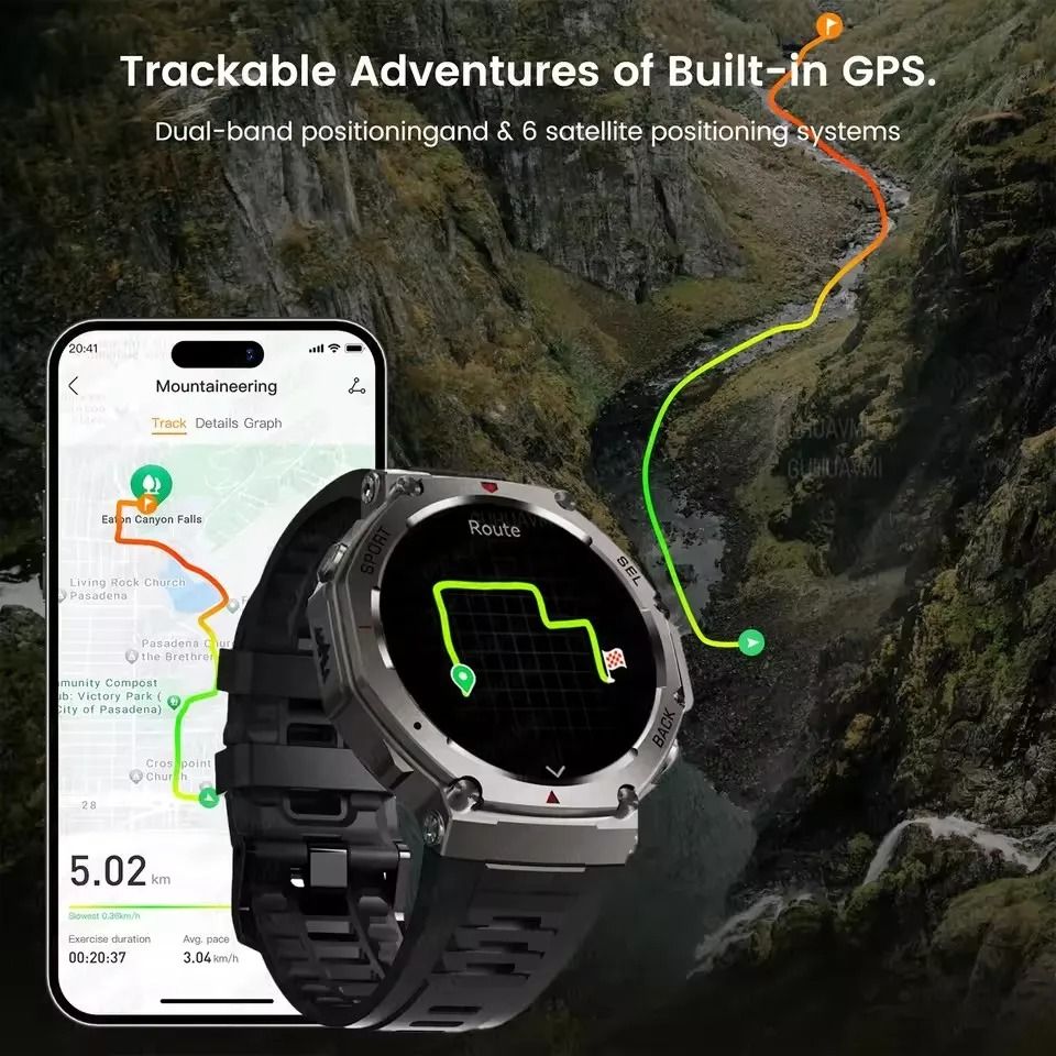 2025 Military Bluetooth Call Smart Watch Built-in GPS Compass Barometric Altimeter 10ATM Waterproof