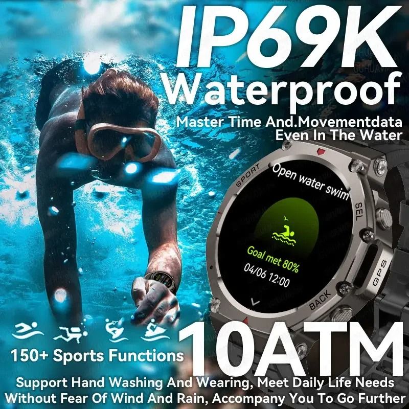 2025 Military Bluetooth Call Smart Watch Built-in GPS Compass Barometric Altimeter 10ATM Waterproof