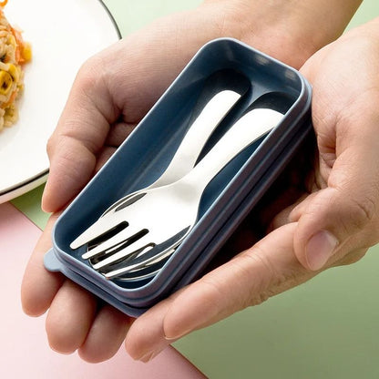 Outdoor Tourism 304 Stainless Steel Portable Tableware Children Tableware Spoon and Fork Combination