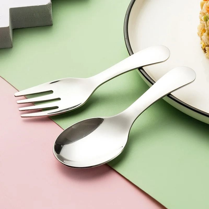 Outdoor Tourism 304 Stainless Steel Portable Tableware Children Tableware Spoon and Fork Combination