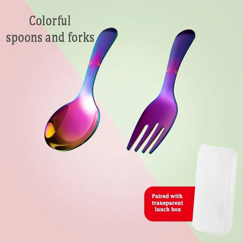 Outdoor Tourism 304 Stainless Steel Portable Tableware Children Tableware Spoon and Fork Combination