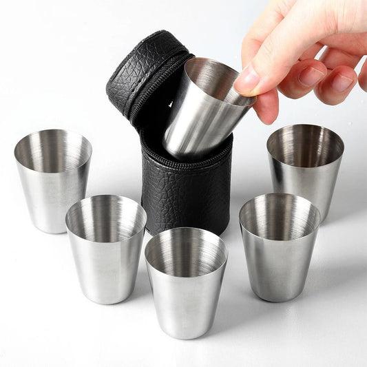 Stainless Steel Mini Cups Set Portable Travel Drinkware with Case