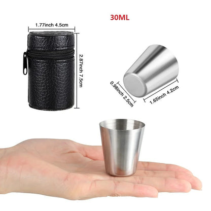 Stainless Steel Mini Cups Set Portable Travel Drinkware with Case