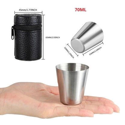 Stainless Steel Mini Cups Set Portable Travel Drinkware with Case