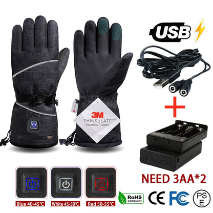 Electric Heated Winter Gloves – Waterproof Thermal Hand Warmers for Skiing, Cycling, and Outdoor Sports