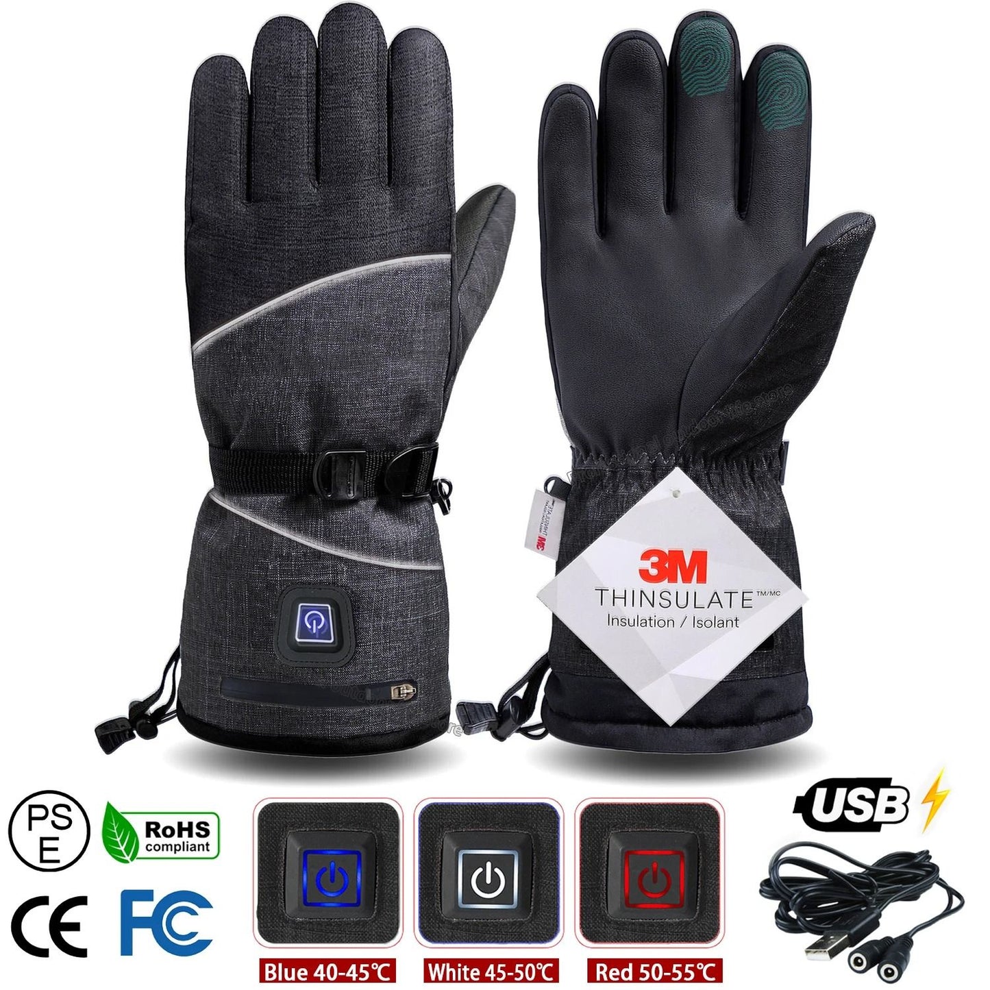 Electric Heated Winter Gloves – Waterproof Thermal Hand Warmers for Skiing, Cycling, and Outdoor Sports