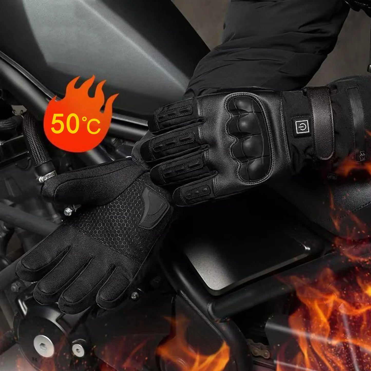 Heated Tactical Motorcycle Gloves – USB or Battery Powered Winter Riding Gloves for Men