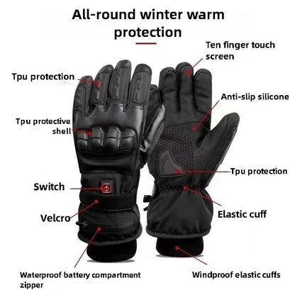 Heated Tactical Motorcycle Gloves – USB or Battery Powered Winter Riding Gloves for Men
