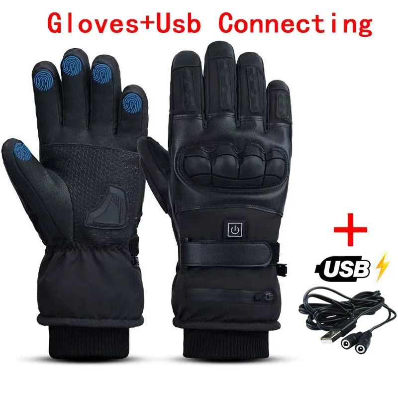 Heated Tactical Motorcycle Gloves – USB or Battery Powered Winter Riding Gloves for Men