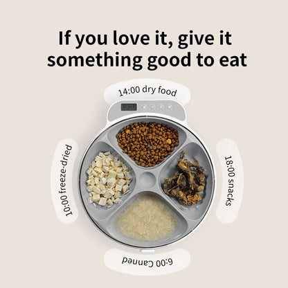 Automatic Pet Feeder with 4 Meals Timing and Slow Feeding for Cats and Dogs