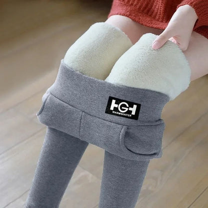 Women Winter Warm High Waist Leggings with Cashmere Lining and Pocket