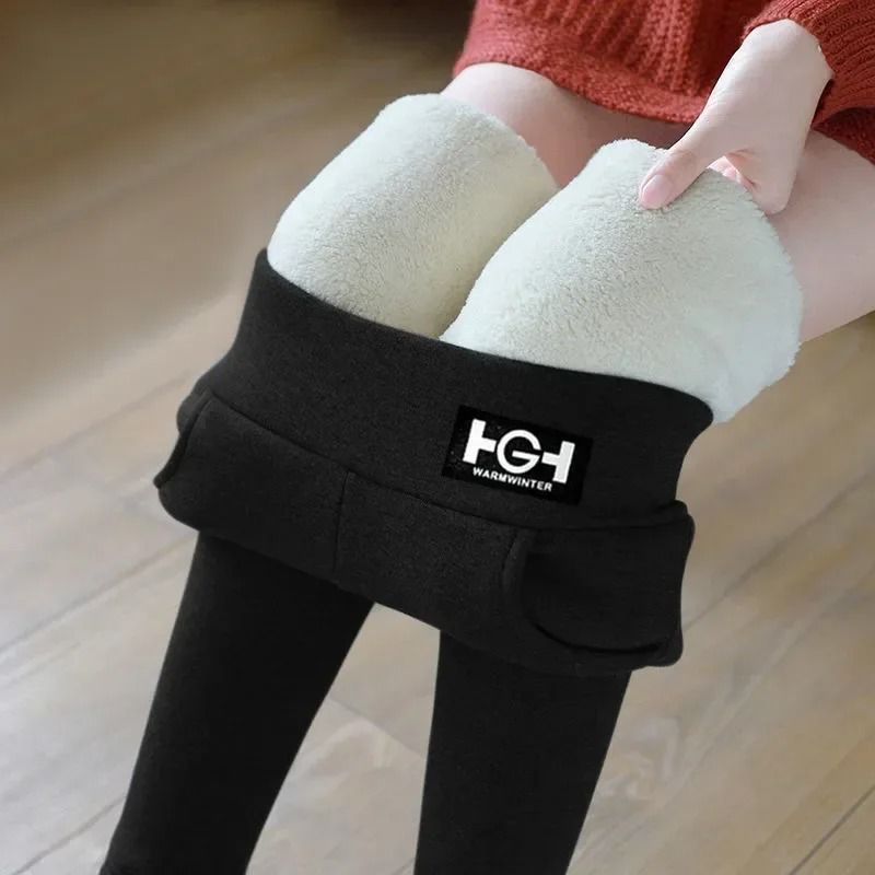 Women Winter Warm High Waist Leggings with Cashmere Lining and Pocket