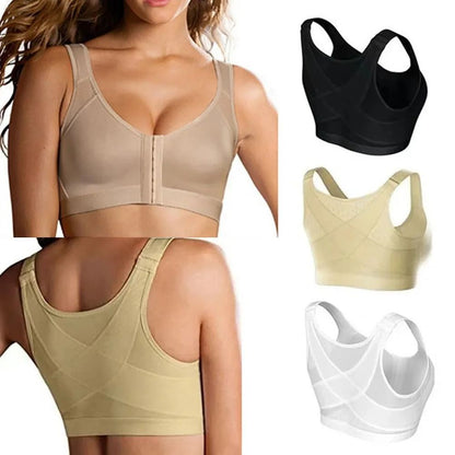 Front Closure Posture Support Lift Bra with Cross Back Design