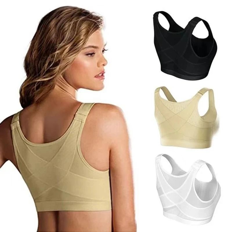 Front Closure Posture Support Lift Bra with Cross Back Design