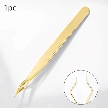 Precision Anti Static Stainless Steel Tweezers for Eyelash and Nail Art
