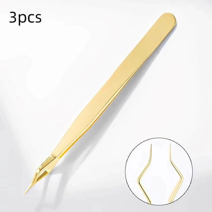 Precision Anti Static Stainless Steel Tweezers for Eyelash and Nail Art