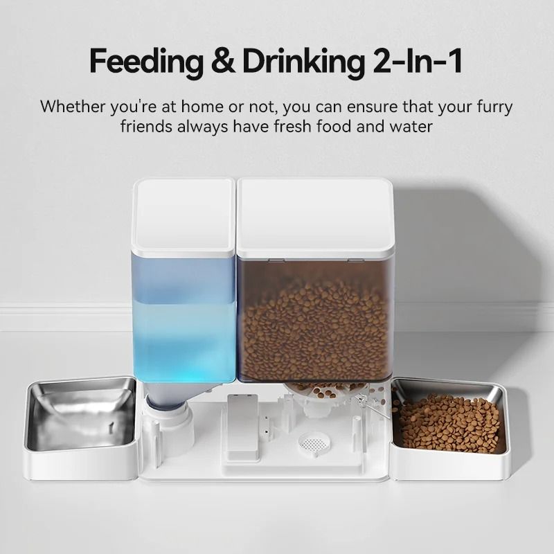 Automatic Pet Feeder and Water Fountain 8.5L Button Version for Cats and Dogs