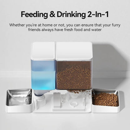 Automatic Pet Feeder and Water Fountain 8.5L Button Version for Cats and Dogs