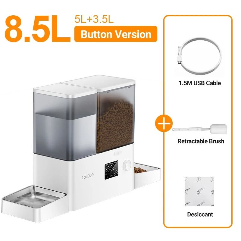 Automatic Pet Feeder and Water Fountain 8.5L Button Version for Cats and Dogs