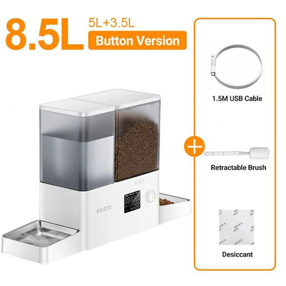 Automatic Pet Feeder and Water Fountain 8.5L Button Version for Cats and Dogs