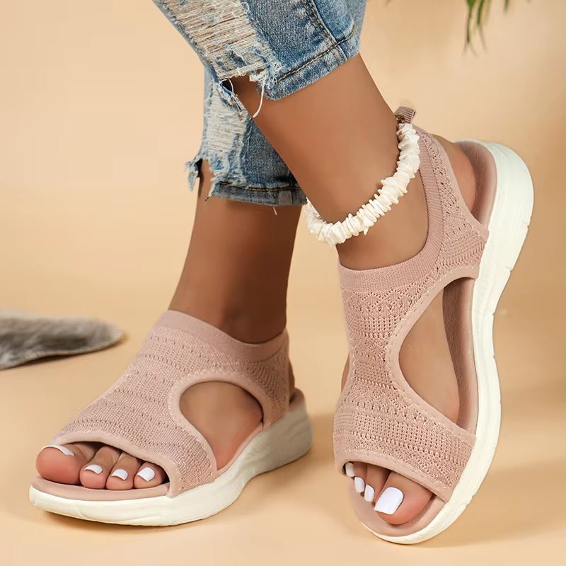 ElegantStride Women's Wedge Sandals – Breathable Fly-Knit Comfort with Chic Open-Toe Design