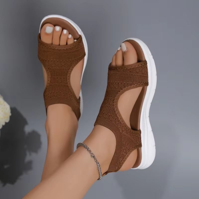 ElegantStride Women's Wedge Sandals – Breathable Fly-Knit Comfort with Chic Open-Toe Design