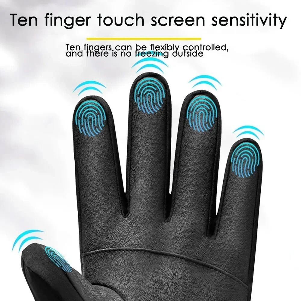 Winter Waterproof Cycling Gloves for Men Outdoor Sports Motorcycle Ski Running Full Finger Touch Screen Gloves