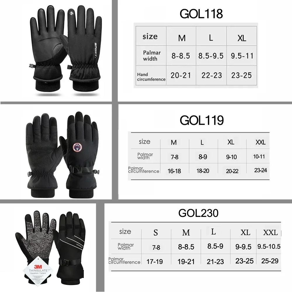 Winter Waterproof Cycling Gloves for Men Outdoor Sports Motorcycle Ski Running Full Finger Touch Screen Gloves