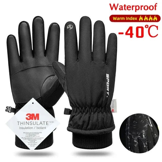 Winter Waterproof Cycling Gloves for Men Outdoor Sports Motorcycle Ski Running Full Finger Touch Screen Gloves