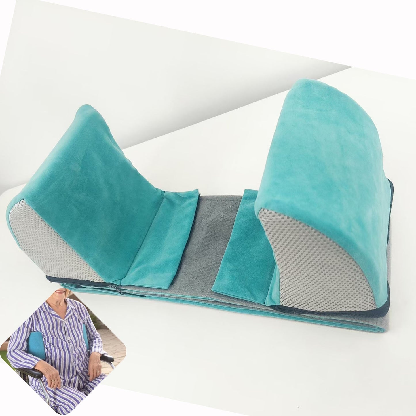 Adjustable Wheelchair Back Support Cushion with Side Positioning Pillow
