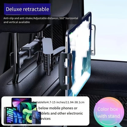 Rotating Seat Headrest Bracket, Telescopic Car Rear Pillow, Phone Tablet Holder for Kids Travel