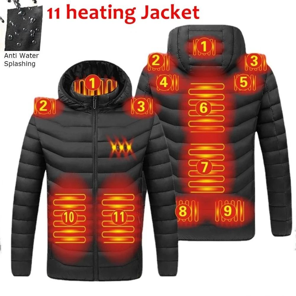 Smart Heated Winter Parka Jacket with Adjustable USB Heating and Thermostat Control