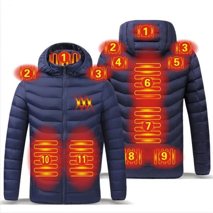 Smart Heated Winter Parka Jacket with Adjustable USB Heating and Thermostat Control