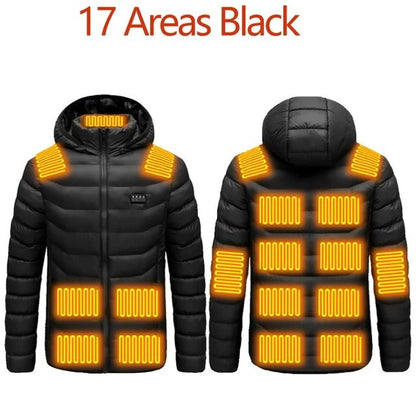 Smart Heated Winter Parka Jacket with Adjustable USB Heating and Thermostat Control