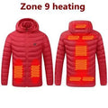 9 areas heated / red