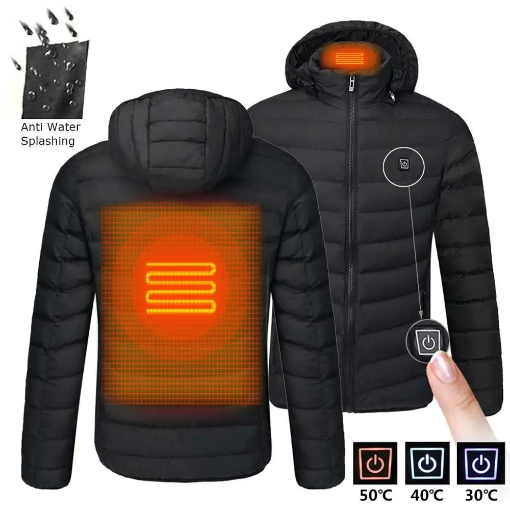 Smart Heated Winter Parka Jacket with Adjustable USB Heating and Thermostat Control