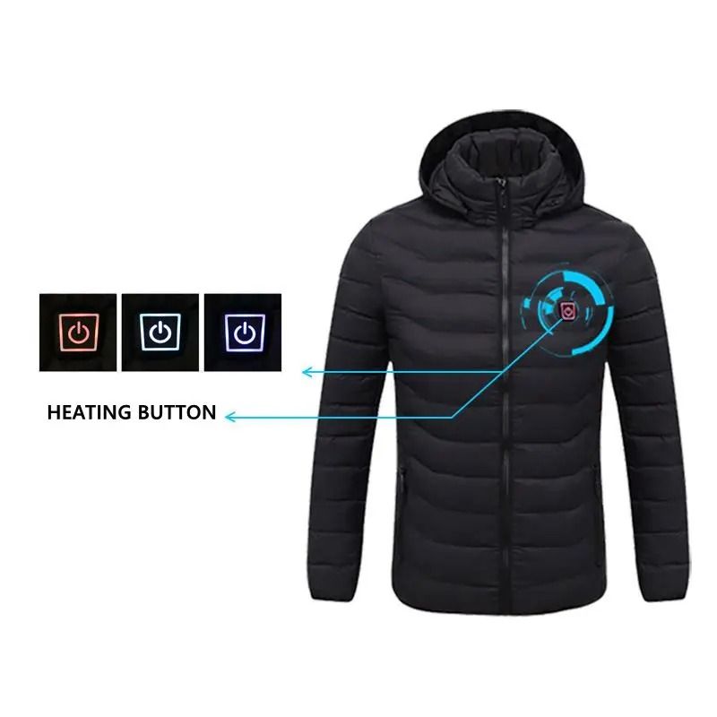 Smart Heated Winter Parka Jacket with Adjustable USB Heating and Thermostat Control