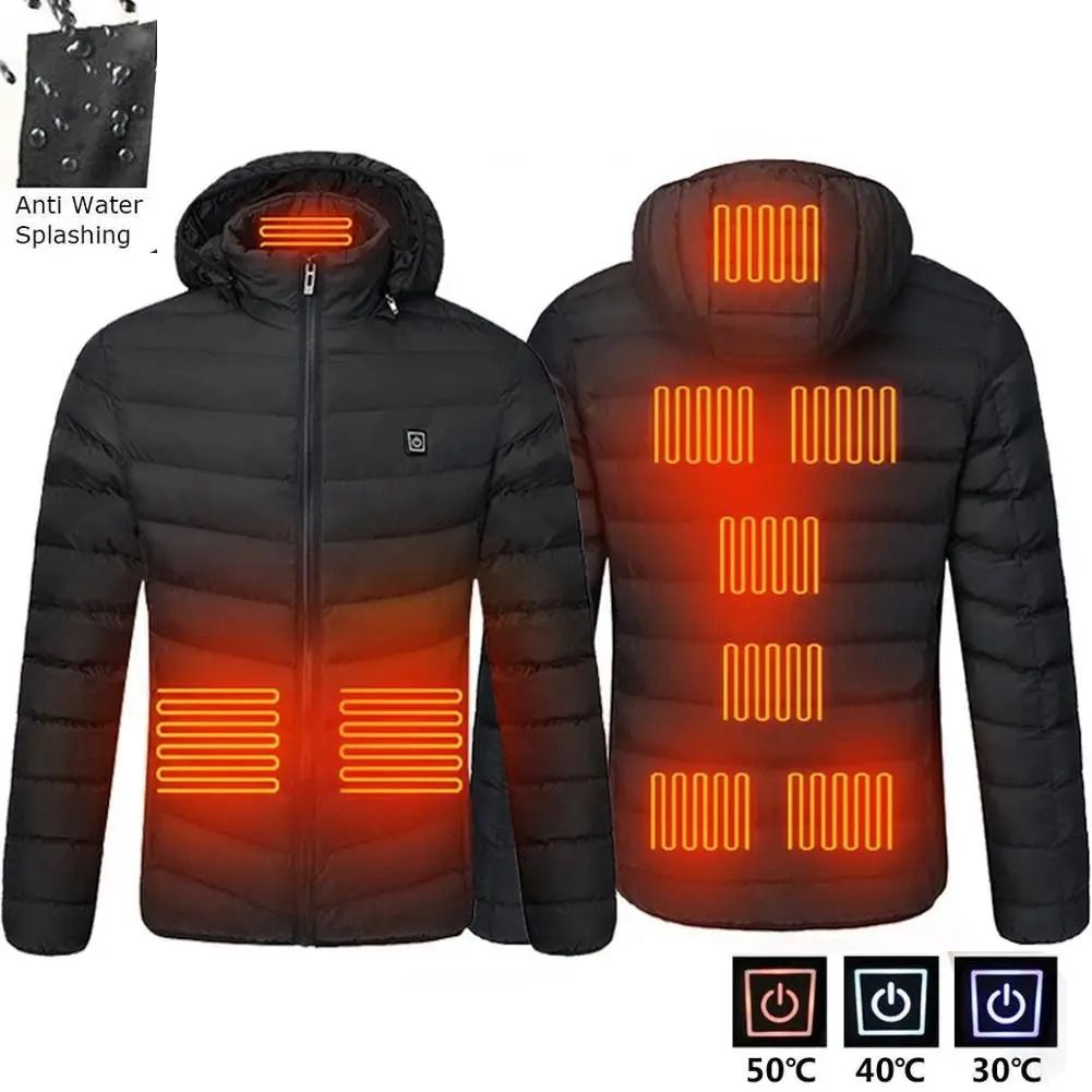 Smart Heated Winter Parka Jacket with Adjustable USB Heating and Thermostat Control