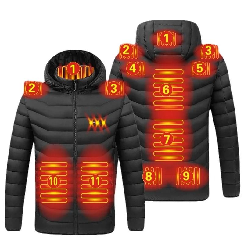Smart Heated Winter Parka Jacket with Adjustable USB Heating and Thermostat Control