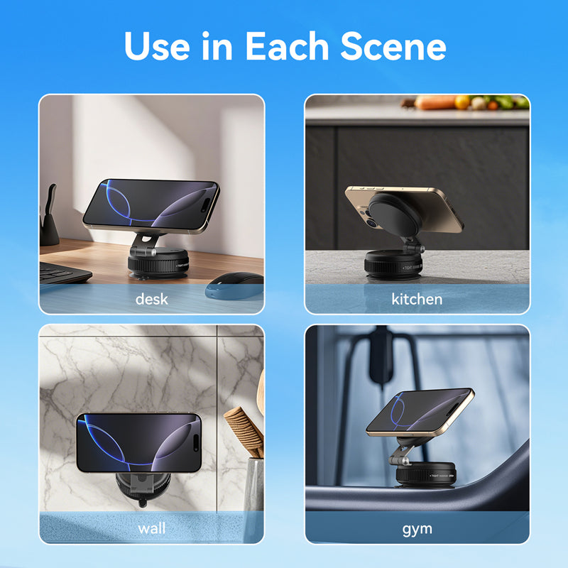 Foldable Phone Holder, Rotation Vehicle Mount, Vacuum Suction Bracket for Secure and Safe Driving