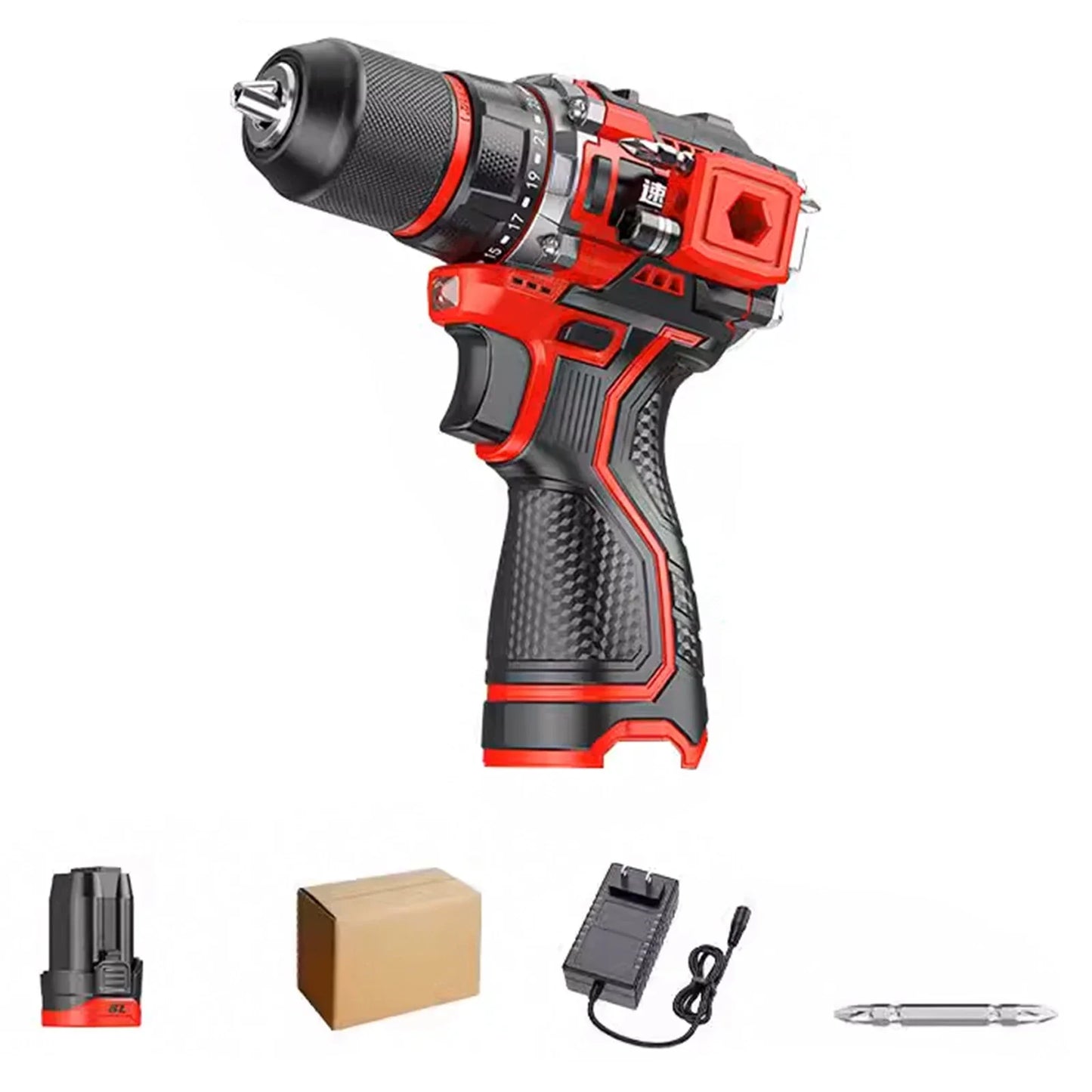 Brushless Electric Drill, Powerful Cordless Impact Driver with Metal Chuck, Drilling and Screwdriving Tools for Home DIY