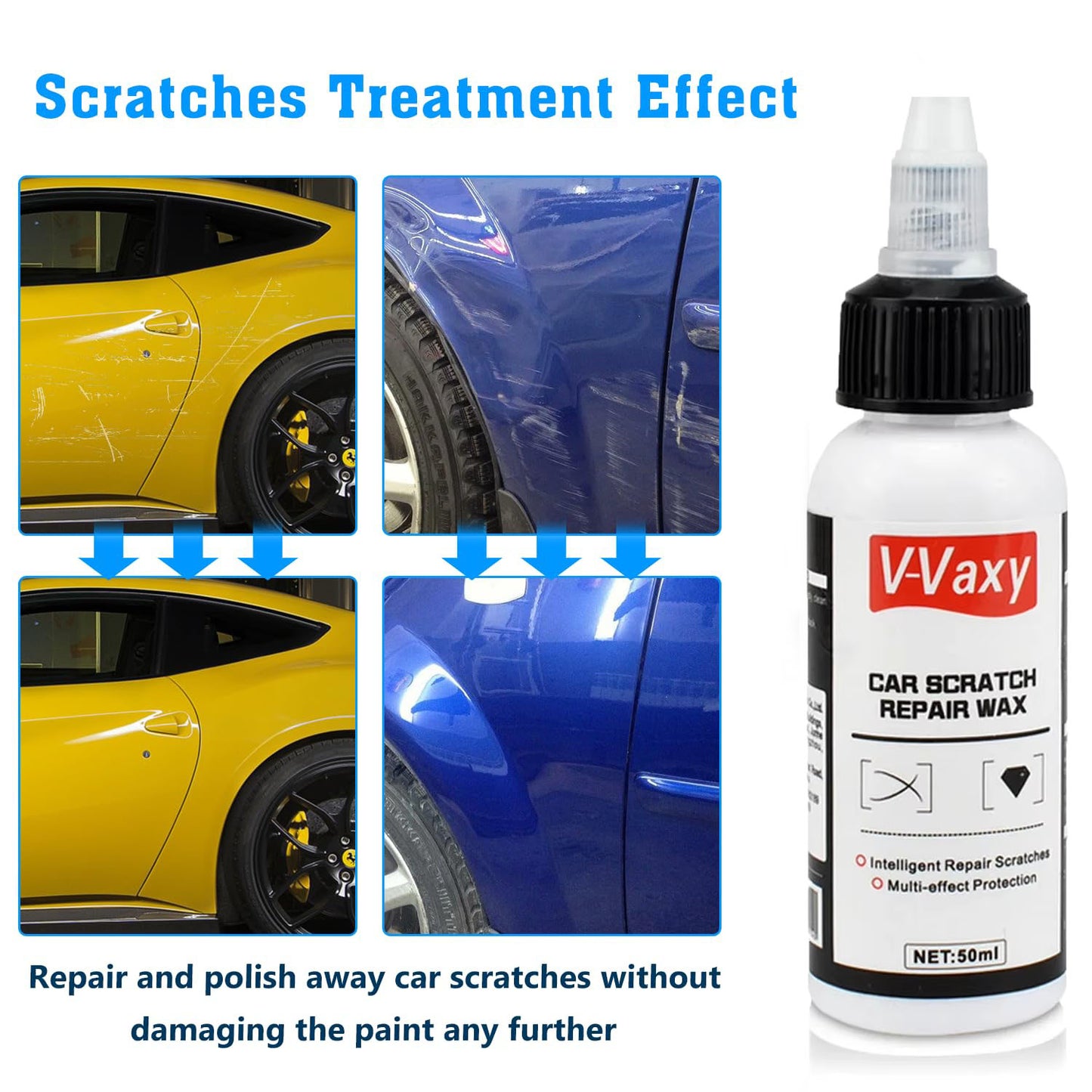 V-Vaxy Car Scratch Remover Wax, Polishing Compound, Rust Cleaning Agent for Auto Paint and Wheel Hub Repair
